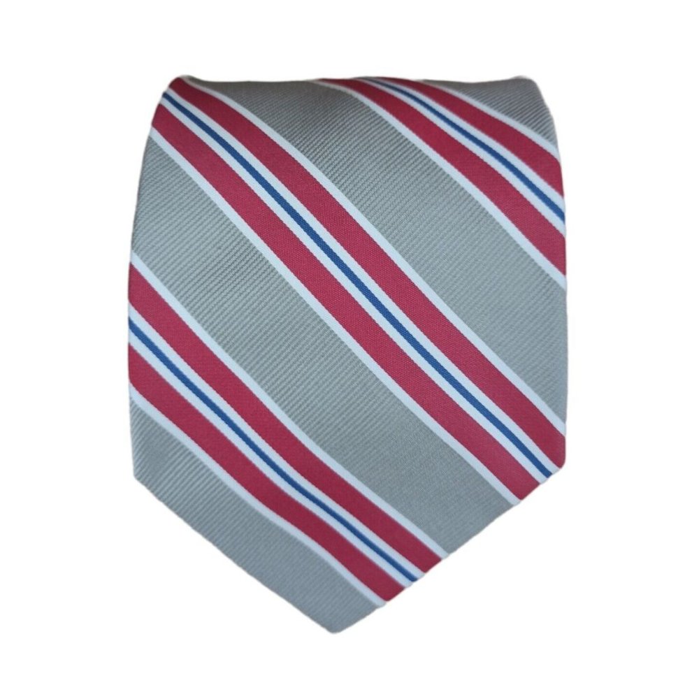 BREUER Beige Striped Silk Tie HANDMADE ITALY 57"/ 3.5" EC